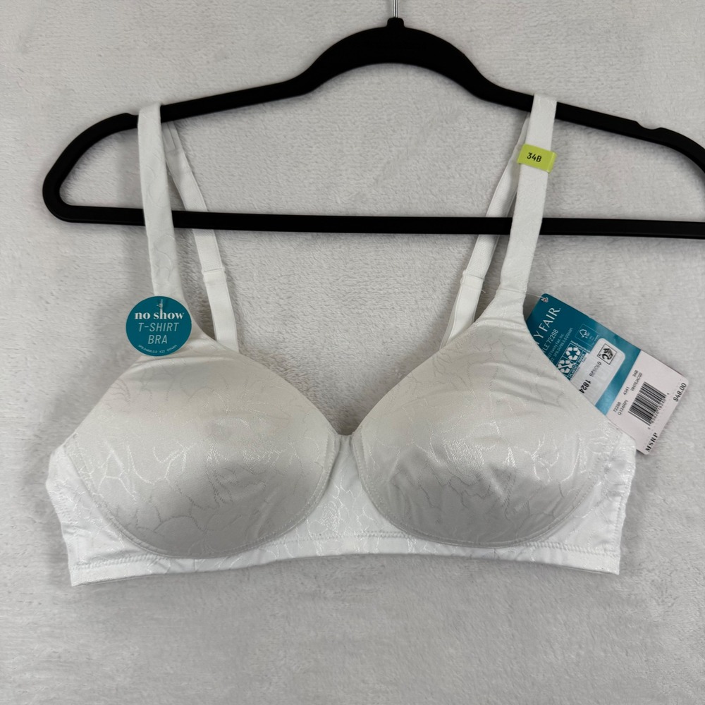 Vanity Fair 72298 White Jacquard No Show T-Shirt Bra 34B New With Tags‎